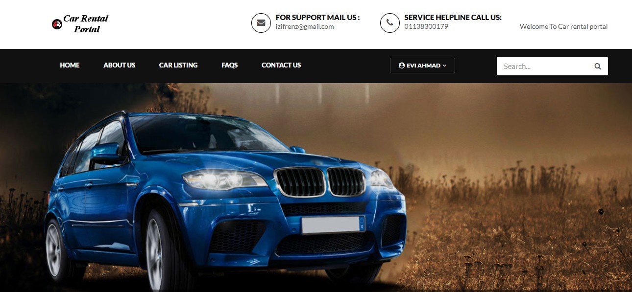 Screenshot Public Page untuk Skrip Car Rental